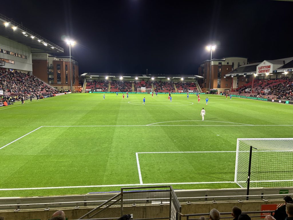 Leyton Orient playing at the Gaughan Group Stadium against Peterborough