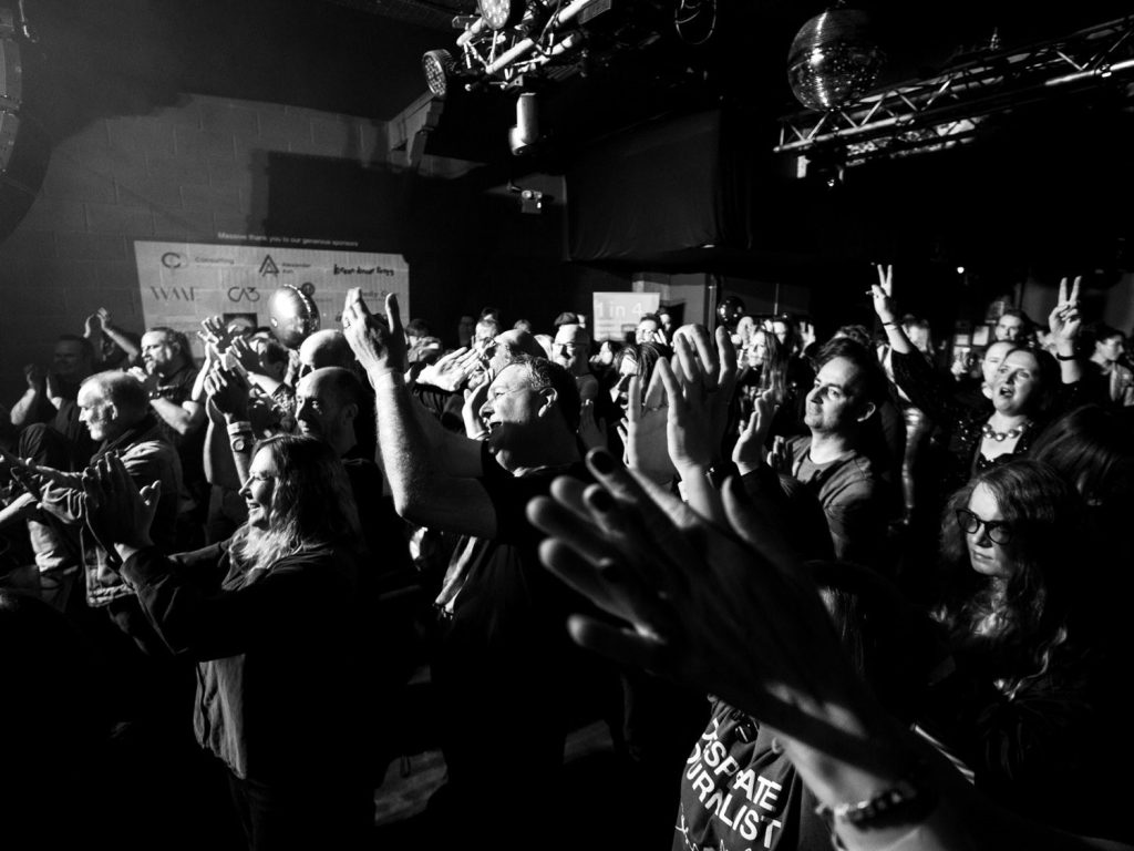 A crowd enjoying the music event