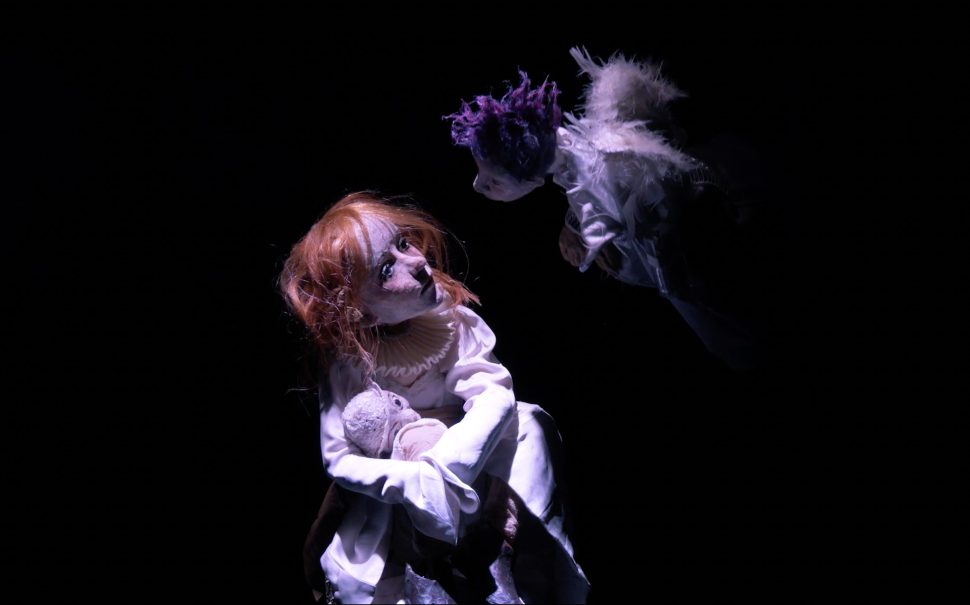 Puppets used in La Pendue's production of La Manekine for MimeLondon. Image by MimeLondon