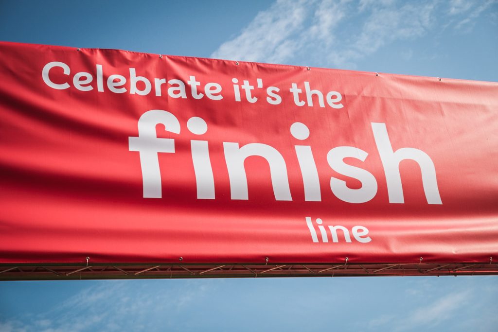 Finish line at London to Brighton bike ride event