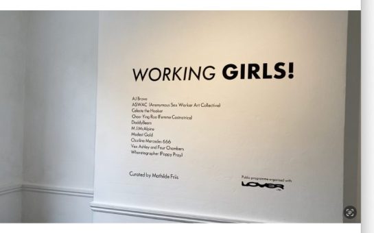 The title of the exhibition, 'Working Girls' with the list of contributors