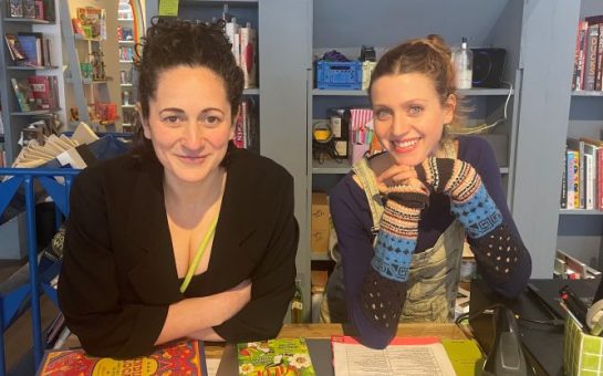 An image of bookshop owner Vicki Shenkin Kerr and Shop Manager Kristin Griffin