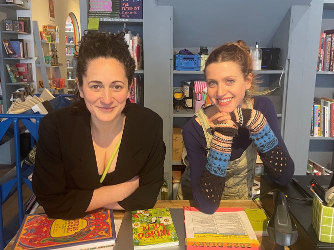 An image of bookshop owner Vicki Shenkin Kerr and Shop Manager Kristin Griffin